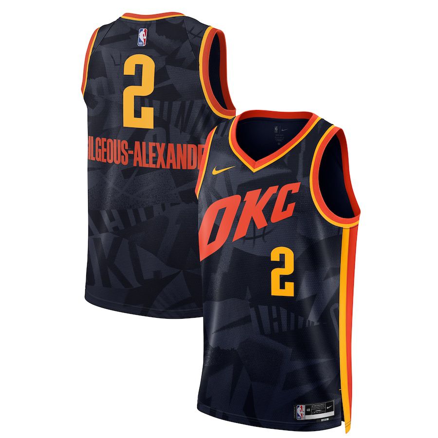 Men Oklahoma City Thunder #2 Shai Gilgeous-Alexander Nike Navy City Edition 2023-24 Swingman NBA Jersey